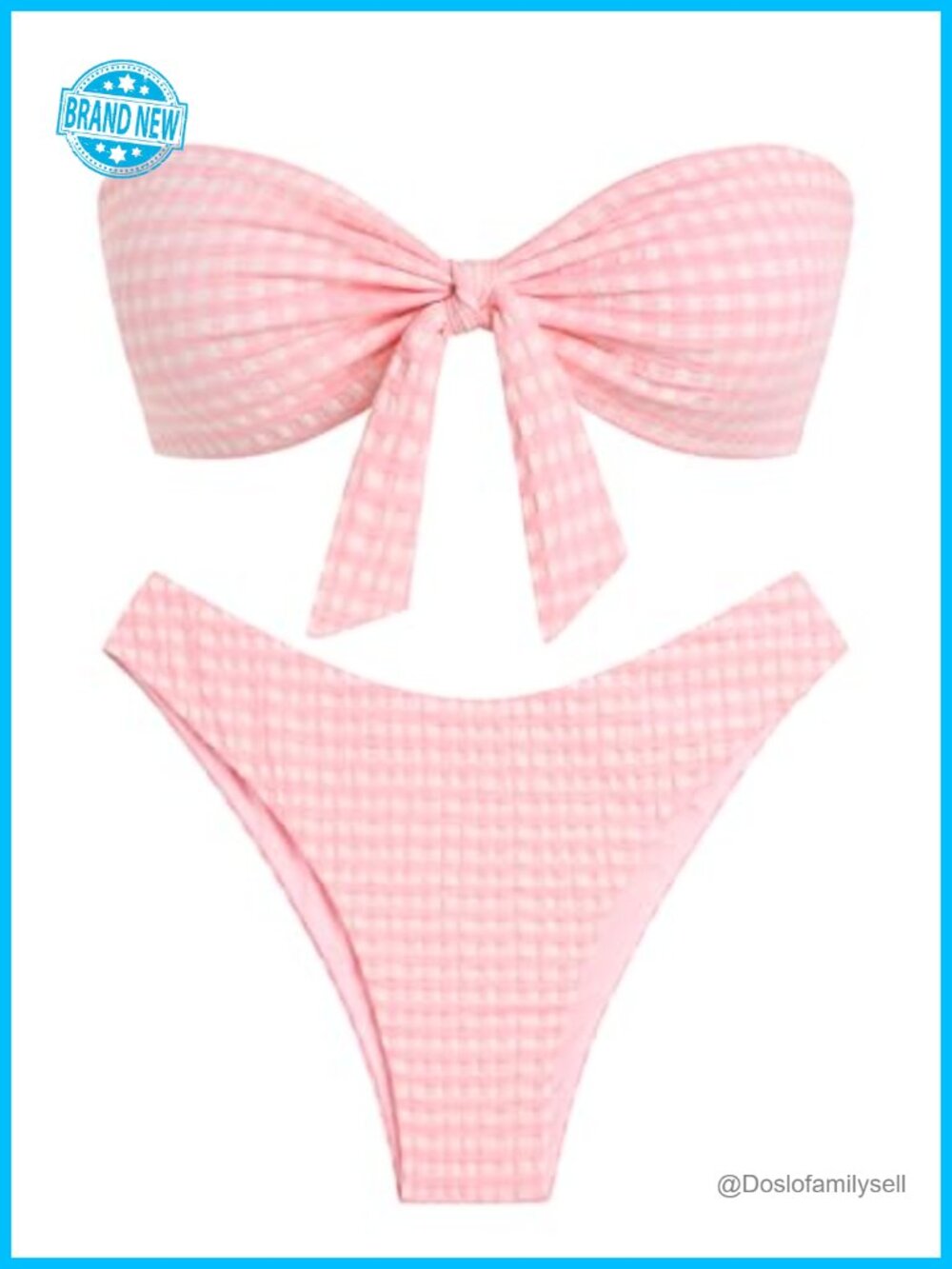 ZAFUL Womens Bandeau Bikini Set Strapless High Cut Side Tie Cheeky Two Piece
